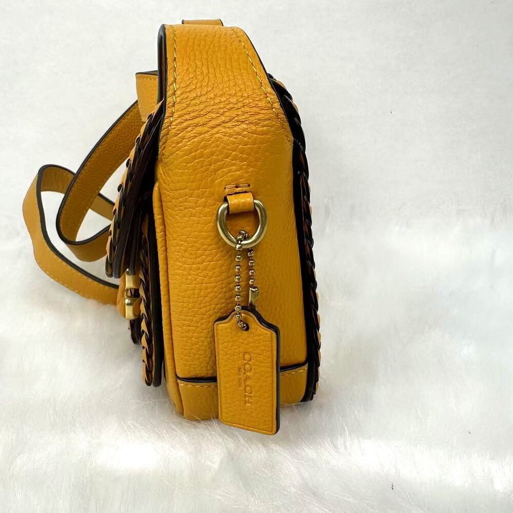 Coach Tabby Leather Crossbody Messenger 19 With Braid- Brass/Buttercup CJ837 NWT - Picture 4 of 13